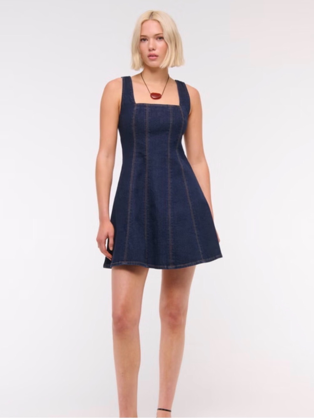 Abercrombie & Fitch Dark Indigo Denim Square Neck Mini Dress